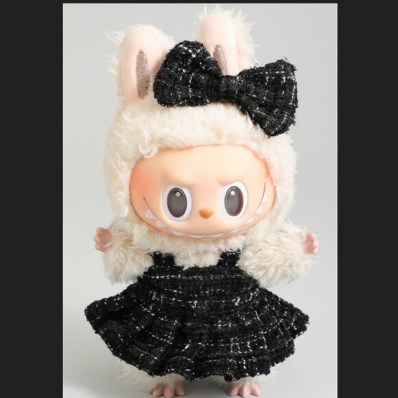 Clothing for Labubu doll Fashion Clothing / Outfit – Black Tweed Dress & Bow Set - Picture 6 of 6